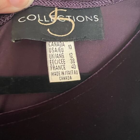 JS Collections Dress - Purple Velvet and Organza Maxi Evening Gown - 10 - Picture 5 of 7